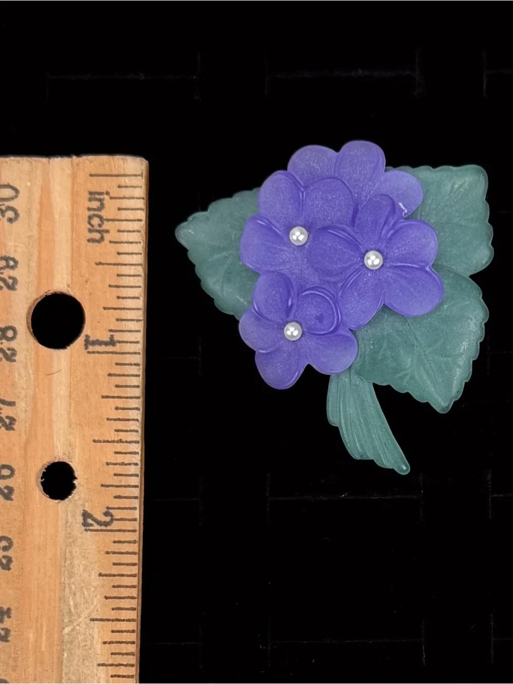 Vintage 1983 Avon “Sweet Violet” resin, purple and green brooch